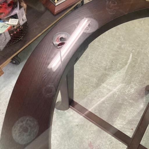 ニトリ 廃盤希少品 円形ガラス天板のダイニングテーブル