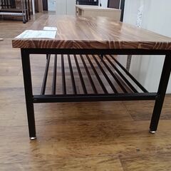 ★リユースのサカイ水戸店★ローテーブル木目×ブラックH35×D50×W99.5クリーニング済みMT5604の画像