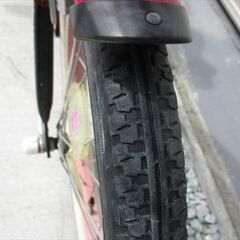 E524★8500円★整備済み 中古子供自転車 【16インチ　黒ピンク 　補助輪付き】の画像