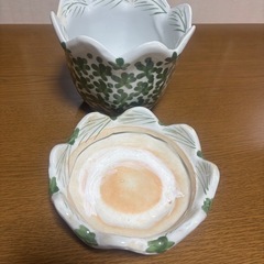 植木鉢　水受け付き　陶器の画像