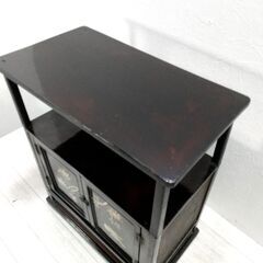  和家具/ 飾棚/ 茶箪笥/ 黒漆調/ 貝螺鈿細工/ 花鳥図/ 引き出し付き/ アンティーク/ レトロ家具/ 古民家/ 茶道 C0EW0220の画像