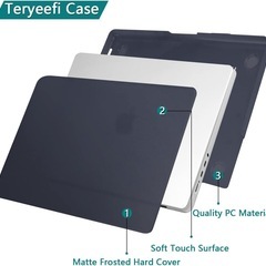 新品！Teryeefi MacBook Pro 1４ インチ ケース 2021 2022 2023 2024 2025 対応(M4 M3 M2 M1 Pro/Max), 軽量 排気口 マット 保護カバー＆JIS日本語キーボードカバー＆液晶保護フィルム&ダストプラグ,ブラックの画像