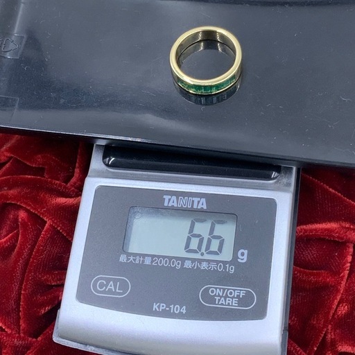 750 イエローゴールド　エメラルドリング　6.6g 約11.5号　ソーティング付