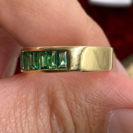 750 イエローゴールド　エメラルドリング　6.6g 約11.5号　ソーティング付