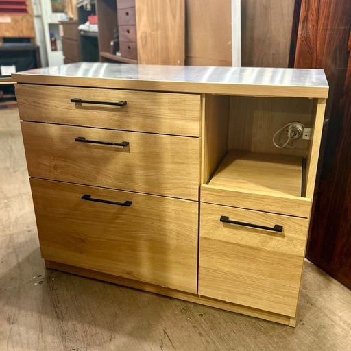 【武蔵小山店】 ステンレス　ステンレス天板　キッチンカウンター キッチンボード 食器棚 レンジ台 炊飯器台 キッチン収納 キャビネット サイドボード 収納棚 引き出し収納 古賀家具 ナチュラル家具 木製家具 北欧風家具 レンジボード　検）　クラッシュゲート　関家具　ノットアンティークス