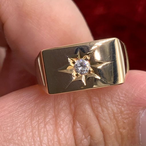 K18 印台ダイヤリング　11g 約11.5号　 0.11ct