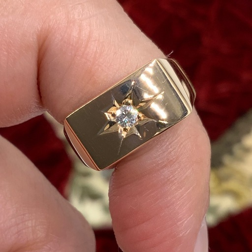 K18 印台ダイヤリング　11g 約11.5号　 0.11ct