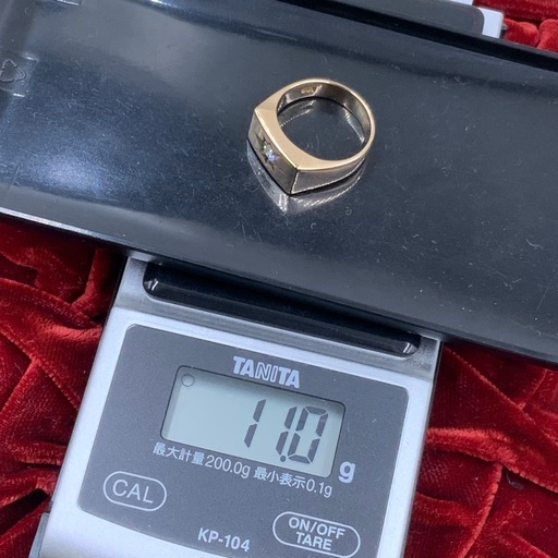 K18 印台ダイヤリング　11g 約11.5号　 0.11ct