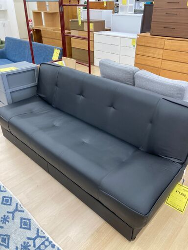 A-230 ★ジモティ割引あり★【リユースのサカイ野々市店】ソファーベッド ブラック (幅)185×(奥行き)77×(高さ)75cm ※クリーニング済み
