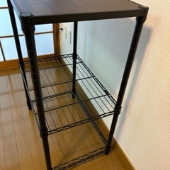 キッチンラック　黒　ユニットシェルフ　キッチン棚の画像