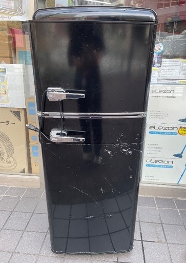 中古　冷蔵庫 114L レトロ 小型 一人暮らし 2ドア 幅48cm PRR-122D-B ブラック