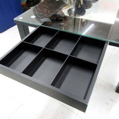 ガラステーブル コレクションテーブル 幅75cm ブラック系 センターテーブル ローテーブル 家具 苫小牧西店の画像