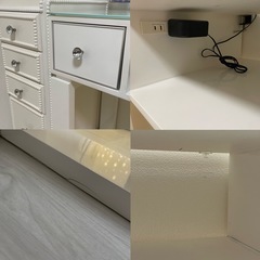 【本日中のお引取りで¥13,000】高級ガラス天板ネイルデスク、ワゴン、ライトセットの画像