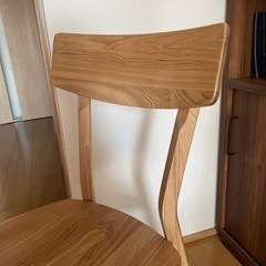 使用1年美品！タモ無垢材チェア2脚セットの画像