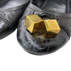 186005 LOUIS VUITTON ルイ・ヴィトン LOUIS VUITTON バレエシューズ フラット 22.5 ブラック レザー レディース [0000000000663]の画像