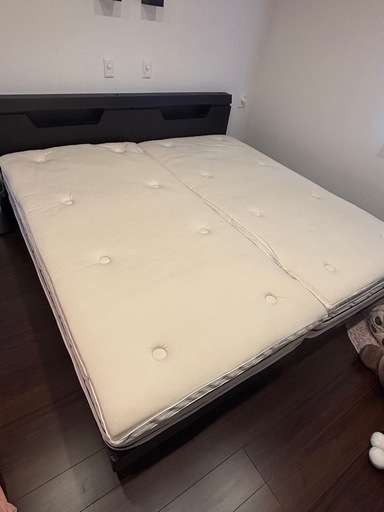 シングルベッド2台セット（フレーム＋マットレス＋健康パッド付き）