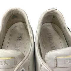 186005 PRADA プラダ PARDA ローカットスニーカー 牛革 24.5 ホワイト レディース [0000000000683]の画像