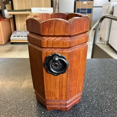 M2509-424 八角系 花瓶 花器 木製 ヴィンテージ モダン キズ汚れ有りの画像