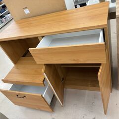 リユースのサカイ栃木店★ジモティ割あり★  レンジ台 木目ベージュ W119.5×D45×H87 クリーニング済み TC10853の画像