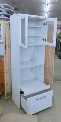 レンジボード ニトリ COPAIN T ホワイト ミドルレンジボード 幅58.5cm エナメル 鏡面 キッチンボード コパン 無地 札幌 西野店
