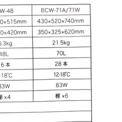 28本収納ワインセラー(ステンレス棚) ［28本 /右開き］ BCW-71A 中古販売の画像