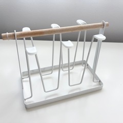 【北欧風 コップスタンド】スチール×木製バー ディッシュラック 豊中市内手渡しの画像