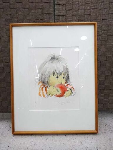 【恵庭】☆中古品☆たかたのりこ 水彩画 印刷 プリント 1/100 リンゴ PayPay支払いOK！