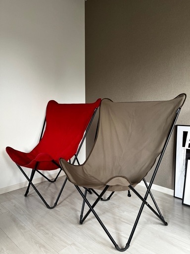 Lafuma（ラフマ） バタフライチェア  レッド、グレー2脚セット キャンプチェア