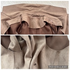 ZARA ロングジレ L相当 ブラウン ロングベスト ベルト付き レディース の画像