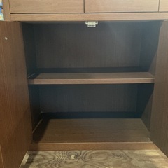 レンジ台✨キッチン家具収納棚木製木目調幅約80.3cm奥行き約29.3cm高さ約65.2cm茶色の画像