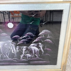 絵画  ゾウの家族  サンドアートの画像