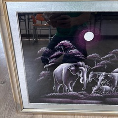 絵画  ゾウの家族  サンドアートの画像