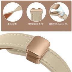 新品！[AiMaoo] レザーバンド Huawei Band 10/9/8 対応 バンド 磁気 バックル付き 高級 交換ベルト 装着簡単 本革 ビジネススタイル ストラップ 替えベルト コンパチブル Huawei Band 10/9/8 (アプリコット)の画像