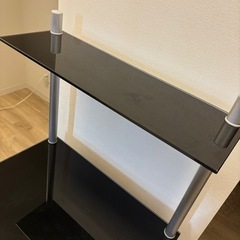 デスク　PC ラック　強化ガラス　PCデスクの画像
