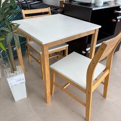 リユースのサカイ栃木店★ジモティ割あり★  ダイニングセット ホワイト W70×D70×H70 クリーニング済み TC10854の画像