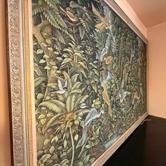 バリ島　絵画　絵　アート　美術　工芸品　民芸品　バリ　お土産　インテリア　エスニック　大きめ　特大サイズの画像