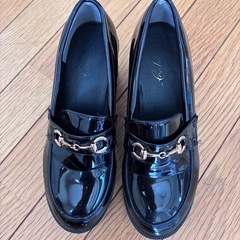 ローファー風厚底靴　黒金　Ｌの画像
