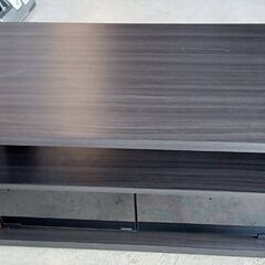 【B292】テレビ台　木製収納棚　ブラック系　ガラス扉有り　幅120㎝の画像