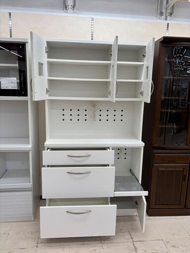リユースのサカイ栃木店★ジモティ割あり★  食器棚 ホワイト W105×D39×H190.3 クリーニング済み TC10856