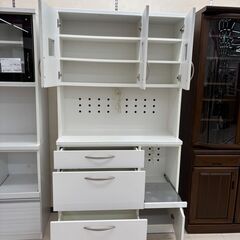 リユースのサカイ栃木店★ジモティ割あり★  食器棚 ホワイト W105×D39×H190.3 クリーニング済み TC10856の画像