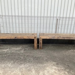 ■配達可 2台セット■木製ベンチ 137.5×33cm 高さ45cm ガーデンベンチ 経年汚れ変色あり　 　の画像