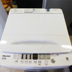 【JM799】2025年製 Hisense ハイセンス 全自動洗濯機 ホワイト HW-T55H [洗濯5.5kg /簡易乾燥(送風機能) /上開き]の画像