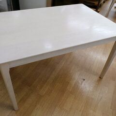4人掛けダイニングセット ホワイトウォッシュ テーブル幅120㎝ ベンチ×1 チェア×2 木目調 天然木 食卓セット　西岡店の画像