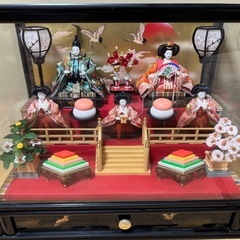 ひな人形/ひな壇/ガラスケース/オルゴール付き/美品の画像