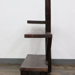 ≪ZR1032ジ≫ 飾り棚 3段 アジアン家具/アジアンテイスト バリ 木製 茶色/ブラウン/ダークブラウン系 飾台/置台 家具/インテリア 床の間 現状品の画像