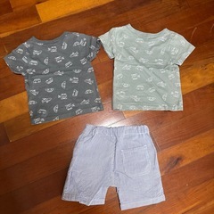 80サイズ　綿100  半袖2枚　半ズボン1枚の画像