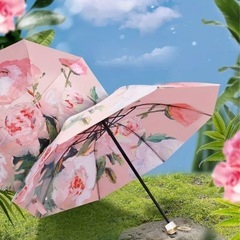 未使用　折り畳み傘　両面花柄ピンクの画像