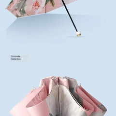 未使用　折り畳み傘　両面花柄ピンクの画像