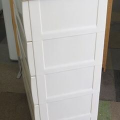 高さ104㎝ Fits 5段 プラチェスト ウッドトップチェスト 幅75㎝ 衣類収納 フィッツ 天馬 木製天板 ホワイト 札幌 北20条店の画像