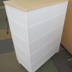 高さ104㎝ Fits 5段 プラチェスト ウッドトップチェスト 幅75㎝ 衣類収納 フィッツ 天馬 木製天板 ホワイト 札幌 北20条店の画像